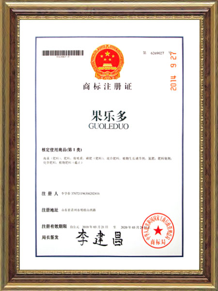 商標(biāo)注冊(cè)證--果樂(lè)多